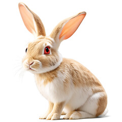 Obraz premium Rabbit in Natural Pose, Isolated on White Background