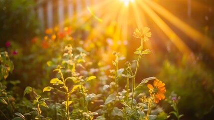 Close up of light in autumn garden