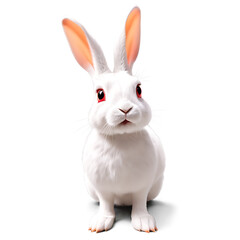 Fototapeta premium Rabbit in Natural Pose, Isolated on White Background