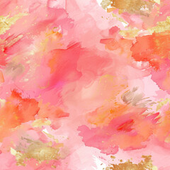 Obraz premium vibrant hand painted watercolor pattern featuring soft pinks, peaches, and gold accents, creating warm and inviting atmosphere