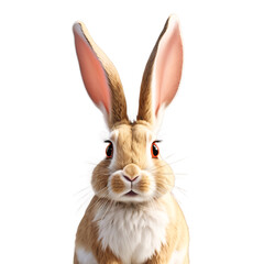 Rabbit in Natural Pose, Isolated on White Background