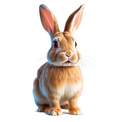 Obraz premium Rabbit in Natural Pose, Isolated on White Background
