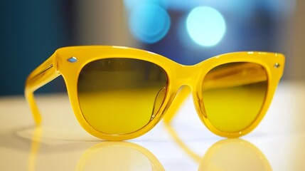 studio shot of yellow sunglasses. summer is coming concept