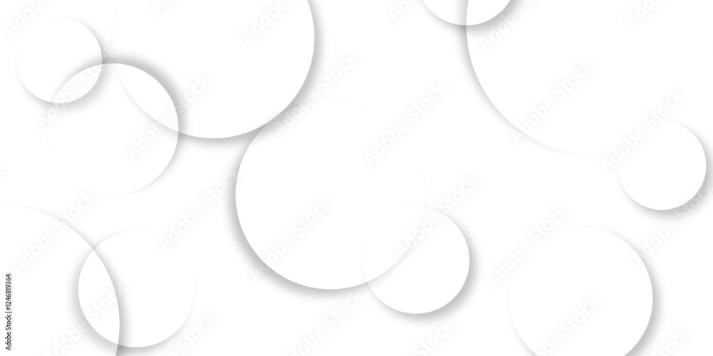 Aufkleber Abstract background with circle white abstract geometric background with soft light white paper circles in design .Gray abstract. Modern design background for report and project presentation template.