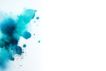 A vibrant splash of aqua and teal watercolor paint against a blank canvas, creating a fresh and artistic impression.