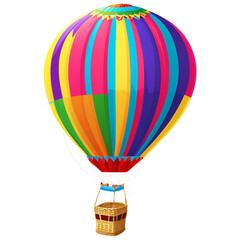 Fototapeta premium Colorful Hot Air Balloon in Flight – Isolated on White Background