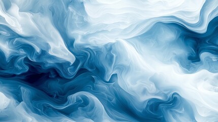 Obraz premium Abstract Fluid Art in Soft Blue and White Tones