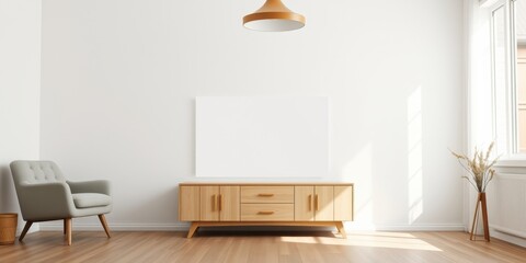 Modern Minimalist Living Room Interior Design with Blank Canvas