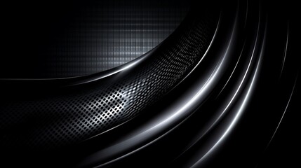 Dark metallic curves, grid background, abstract design
