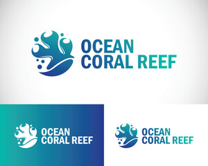 coral reef logo creative wave design concept  ocean fish © BARKAH 06
