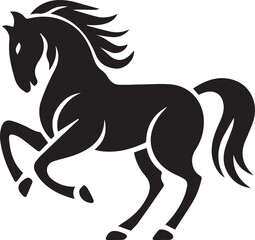 Obraz premium running Horse silhouette vector illustration black and white