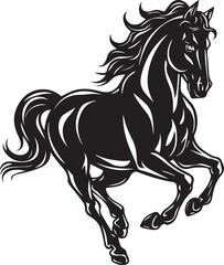 running Horse silhouette vector illustration black and white