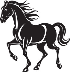 running Horse silhouette vector illustration black and white