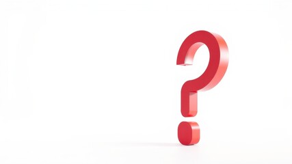 Red Question Mark Symbol 3D Rendered Illustration for Inquiry and Uncertainty Concepts