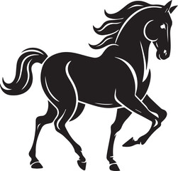 running Horse silhouette vector illustration black and white