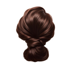 Fototapeta premium Elegant Dark Brown Hair Bun On Transparent Backgrounds And Objec