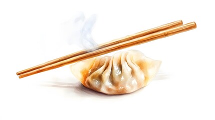 Steaming Dumpling Served with Chopsticks
