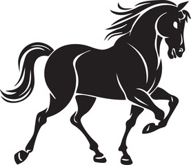 running Horse silhouette vector illustration black and white