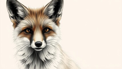 Obraz premium Close-up portrait of a red fox with intense amber eyes and a soft, detailed fur texture