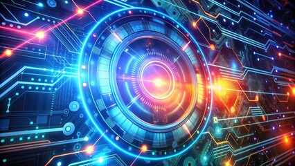 Obraz premium Cyberspace visualized: futuristic HUD animates with holographic sci-fi UI effects.
