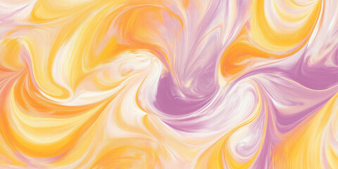 A non-seamless abstract background with vintage-inspired fluid swirls in peach fuzz, lilac, and sunshine yellow, evoking the nostalgia of retro design aesthetics.
