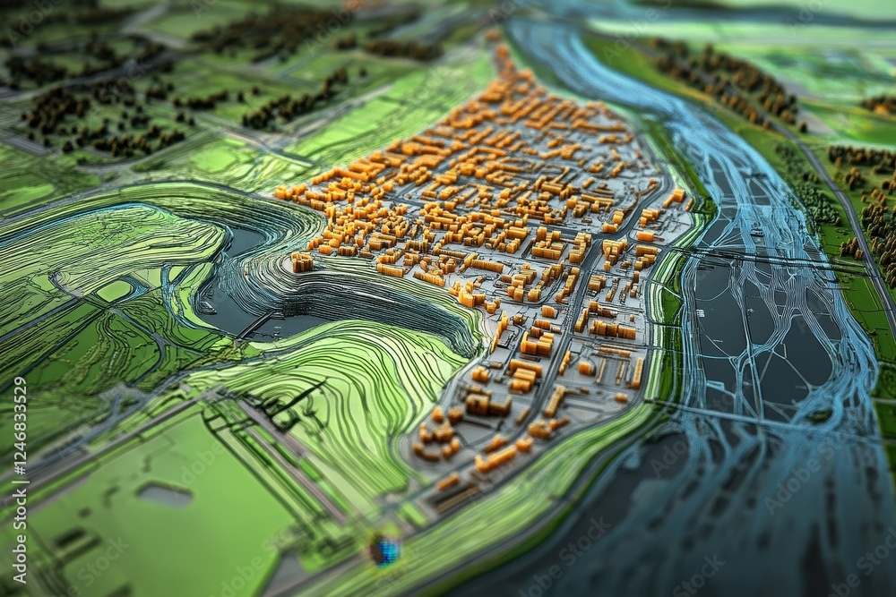 Poster advanced gis mapping software displaying layers of urban infrastructure and environmental data .