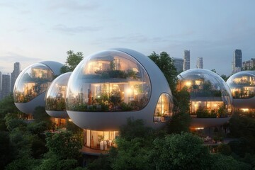 A sprawling futuristic space colony with gravity-defying structures and biodomes