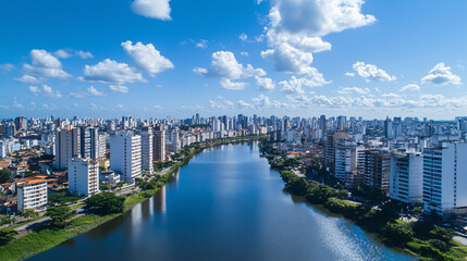 Aerial drone view of Aracaju, a city in Sergipe, Brazil, captured in 4K.