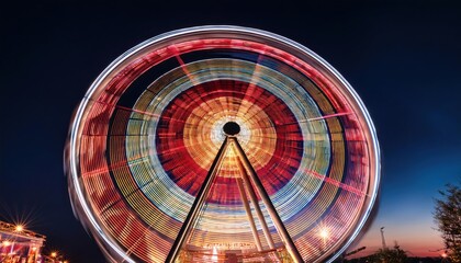 Vibrant summer nights illuminated by a dazzling ferris wheel in motion