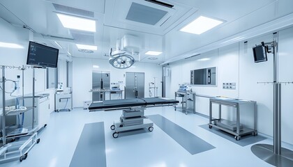 Modern Hospital Operating Room with Sterile Surgical Equipment