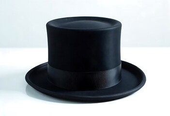 black top hat on white background