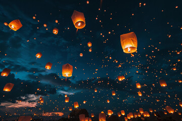 Beautiful holiday composition for happy celebrate chinese festival of lanterns, abstract vivid composition consists of fictional unreal fantastic vision on background