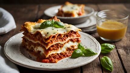 Mouthwatering Lasagna Layers Topped with Savory Tomato Sauce &ndash; Perfectly Baked
