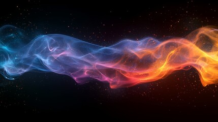 Fototapeta premium Colorful Abstract Smoke Flowing in Space with Stars