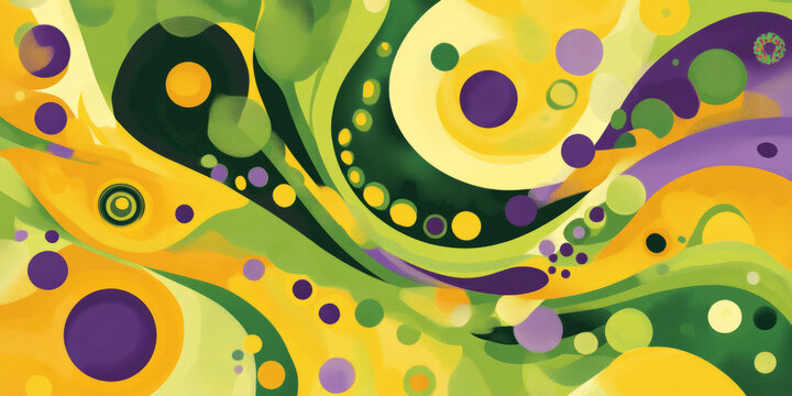 A playful and colorful abstract background with bursts of yellow, green, and purple in fluid, organic shapes. This lively, energetic design works well for kidsвАЩ branding, toy promotions, or cheerful