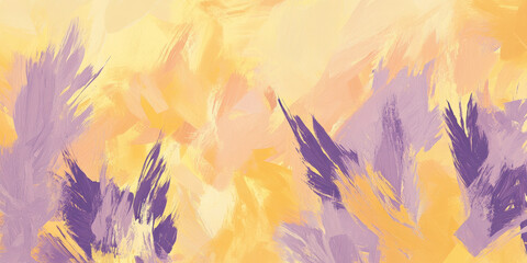 A non-seamless abstract design filled with sharp-edged, textured shapes in sunshine yellow, lilac, and peach fuzz, offering an intriguing and striking visual.