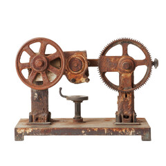 Fototapeta premium Rusty Industrial Gear Mechanism On Transparent Background With