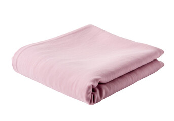 Soft Folded Pink Blanket with Visible Texture on Transparent Bac