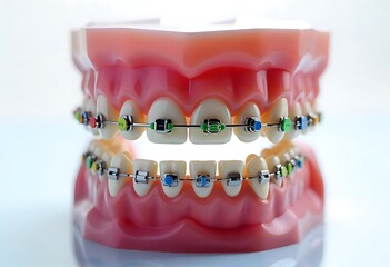 close up of teeth and dental floss