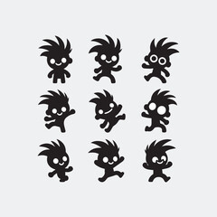 Set Kid Minimalist and silhouette Vector illustration
