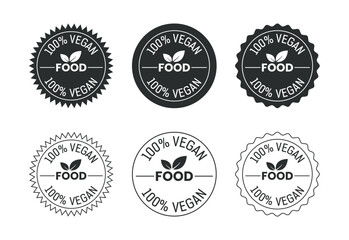 Obraz premium Vegan food icon design illustration. Bio, Ecology, Organic logos and label. Vegan food diet icon