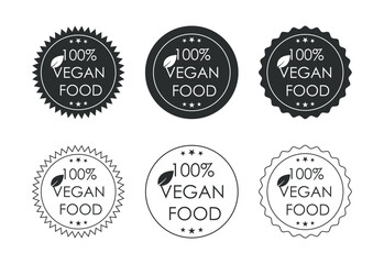 Vegan food icon design illustration. Bio, Ecology, Organic logos and label. Vegan food diet icon