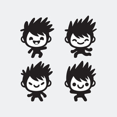 Set Kid Minimalist and silhouette Vector illustration
