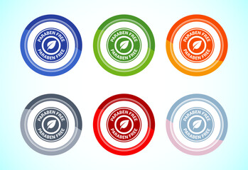 Paraben free icon design illustration, suitable for product label, 6 color button design set
