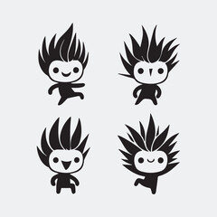 set of funny animals silhouette illustration