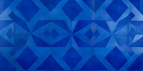 Fototapeta premium A bright cobalt blue background with geometric triangles and soft curves intersecting in a modern abstract pattern. The clean design is perfect for corporate branding, innovative websites, or artistic