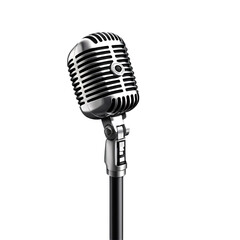 Fototapeta premium Vintage Retro Microphone with Classic Design – Isolated on White Background
