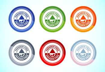 Obraz premium Paraben free icon design illustration, suitable for product label, 6 color button design set