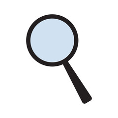 Magnifying glass icon, search icon on white background. Zoom symbol or zoom lens sign in black color. vector illustration.
