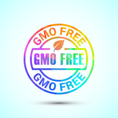 GMO free icon design illustration, Non gmo food label, Organic healthy food sign symbol